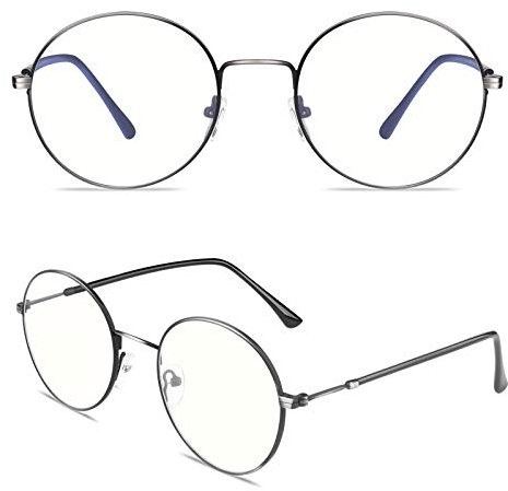 GQUEEN Runde Blaulichtfilter Brille Damen Herren Blaufilter Blaulicht Computer PC Gaming Brille UV400 Schutz,GQ40