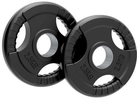 Olympic Weight Plates, 1.25kg - 25kg - Rubber Tri-Grip Barbell Weight Sets, Powerlifting & Bodybuilding Weights - Home Gym Equipment for Strength Training & Workouts by Body Revolution