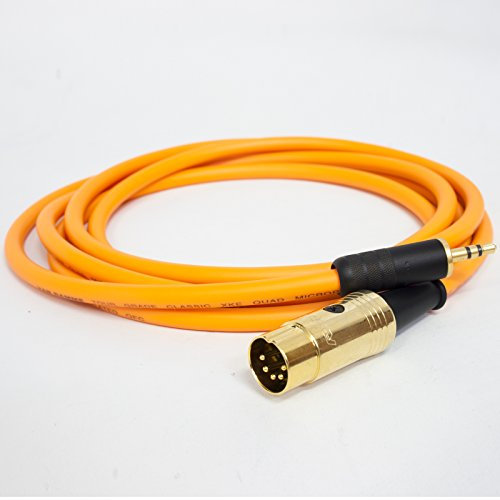 QUAD Premium AUX input cable. 3.5mm Mini Jack to 5 Pin Din Audio Lead. Van Damme (10m, Orange)