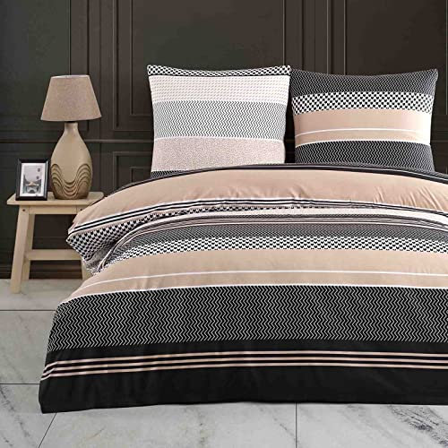 Buymax® Bettwäsche 155x220%100 Baumwolle 2-Teilig Bettbezug - Bettwäsche-Sets 155 x 220cm mit 1 mal Kissenbezug 80x80cm, ÖKO-TEX Renforcé-Bettdeckenbezug Set mit Reißverschluss