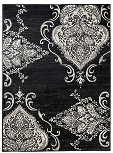 Carpeto Teppich Orientteppich Schwarz 300 x 400 cm Ornamente Muster Kurzflor Torino Kollektion
