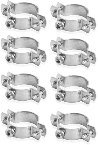 PRIOstahl® Rohrschellen aus Edelstahl V2A f. Stockschrauben - Rohrhalter Rohrbefestigung Rohr (1 1/4 Zoll, 38-45mm, 8 Stück)