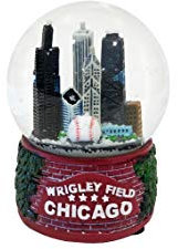 Great Chicago Gifts Schneekugel: Klassisch, Multicolored, 60 mm Durchmesser, Harz, Chicago Skyline mit Baseball