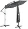 Juskys Ombrellone a braccio libero Brazil 300 cm illuminazione LED e solare e manovella - protezione UV idrorepellente pieghevole -Parasole ombrellone da giardino ombrellone da mercato - grigio