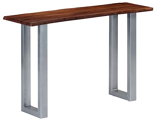 vidaXL Console Table, Centre Tea End Table for Living Room Hallway Office, Accent Sofa Table for Decorative Coffee, Solid Aacia Wood and Iron