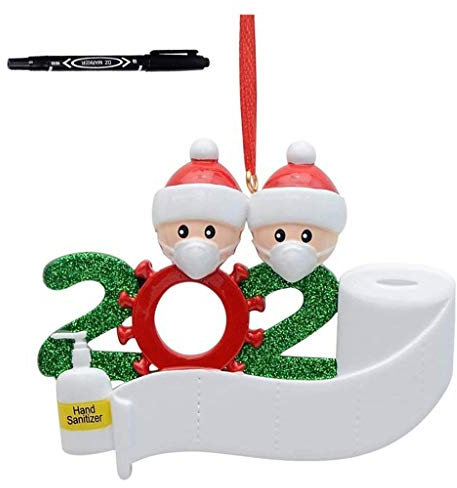 Lazzboy Store Survived Family Ornament 2020 Christbaumschmuck Weihnachten Anhänger Baumschmuck Weihnachtsanhänger DIY Mitbringsel Weihnachtsferien Dekorationen Anhänger(2 Menschen + Stift)