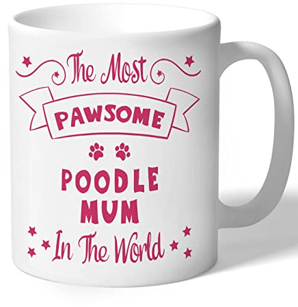 Poodle Mum Mug - Pawsome Gifts (Raspberry Print) Ceramic 10oz/300ml