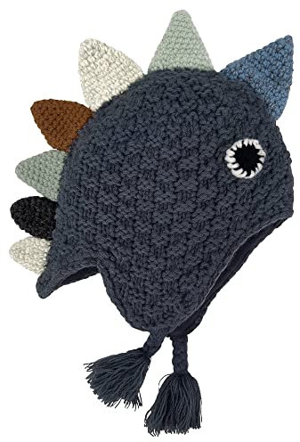 Jungen Mädchen Gestrickte Dinosaurier Hüte, Cartoon Kinder Winter Warme Süße Mütze(Dunkelgrau,5-6 Jahre)