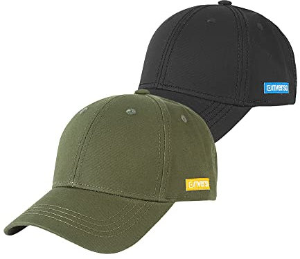 riverso Herren Cap RIVNoel 2er Pack Baseballcap Snapback Kappe Sport Verstellbare Outdoor Mütze Basic Einfarbig 100% Baumwolle Einheitsgröße Schwarz Grün, Größe:One Size, Farbe:Farbmix Uni 9