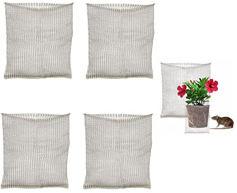 4 x Wurzelschutz-Netzbeutel, Edelstahl-Gartenpflanzen-Netzbeutel, Gopher- und Wühlmaus-Drahtkörbe für Pflanzen, Blumen, Wurzelschutz (61x61cm/24x24in)