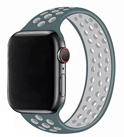 Correa de Silicona Compatible con Correa Apple Watch 38mm 40mm 41mm, Pulsera Deportiva Elástica Transpirable para iWatch Series 8 7 6 5 4 3 SE(L,Verde Plata)