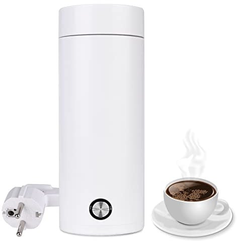 Vegena Kleiner Tragbarer 400ML Reise Elektrischer Wasserkocher, Mini Wasserkocher Elektrisch mit Automatischer Abschaltung, 5 Minuten Schnelle Kochen für Tee, Milch, Kaffee, Weiß