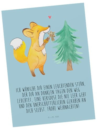 Mr. & Mrs. Panda Postkarte Fuchs Weihnachtsbaum - Geschenk, Weihnachtszeit, Weihnachtsmann, Einladung Geburtstag, Weihnachtsdekoration,