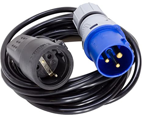 VSDITALIA - Prolunga Adattatore 10 metri con Spina Cee e Presa Standard Tedesco - Cavo 3G1.5 - Protezione IP44 - Camper Campeggio Cantiere Giardino (10 metri)