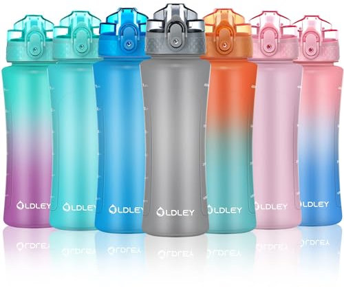 OLDLEY 450ml/15oz Borraccia per Bambini con Cannuccia Borraccia per Bevande Riutilizzabile con Marcature dei Tempi per Scuola Casa Campeggio Sport all'Aria Aperta Senza BPA A Tenuta Stagna Durevole