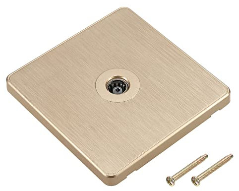 sourcing map TV Aerial Socket Wall Plate Outlet Single Gang Gold Tone PC 88mm x 86mm for Coaxial Cable Lead