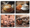 HPNIUB Bild auf Leinwand Kaffee Cafe 20x25 cm 4 Teile Bilder fertig gerahmt auf echtem Holzrahmen. Ausführung Kunstdruck als Wandbild
