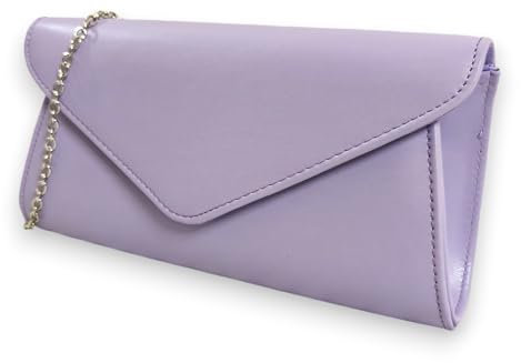 UShopUK Plain Faux Leather Bridal Prom Wedding Evening Clutch Party Purse Hand Bag (Lilac)