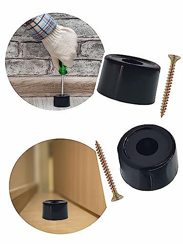 2 Door Stops Rubber Door Stoppers Easy to Install Door Handle Stopper Protect Walls Glass and Furniture from Damage Door Slam Stoppers Black 2 Door Stop Wedges