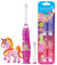 Brush-Baby - Unicorn KidzSonic Elektrische Zahnbürste für Kinder, ab 3 Jahren, DeepClean-Borsten, Saugfuß, lustiges Design mit blinkenden Disco-Lichtern, mit 4 Ersatzköpfen und 1 AAA-Batterien