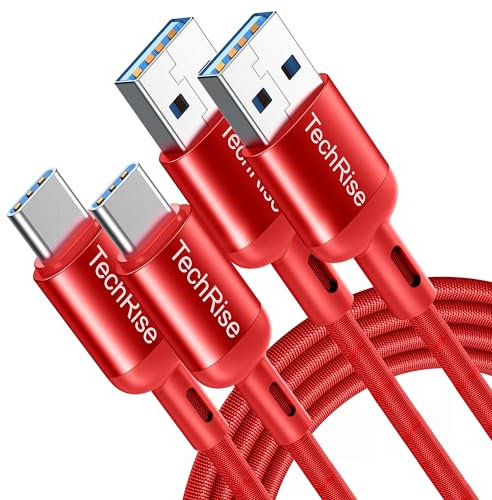 TechRise USB C Cable 2 Pack, USB Type C to USB A Charger Nylon Braided Fast Charge Cord for Samsung Galaxy S23 S22 S21 S20 S10, Google Pixel, Xperia, Android Mobile Phone (6.6 + 3.3ft)