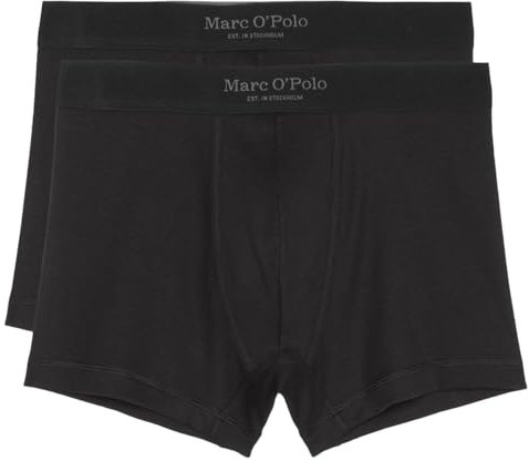 Marc O´Polo Men's Iconic Rib 2-Pack Boxer Shorts, Black, Medium