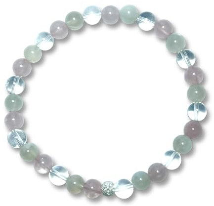 Majas Perlen Armband Wechseljahre Mondstein Rosenquarz Bergkristall echt 6mm mit 925er Sterling Silber 5mm facettiert - Größe 16 bis 18cm - Handmade Perlenarmband - Spiritueller Schmuck Unisex