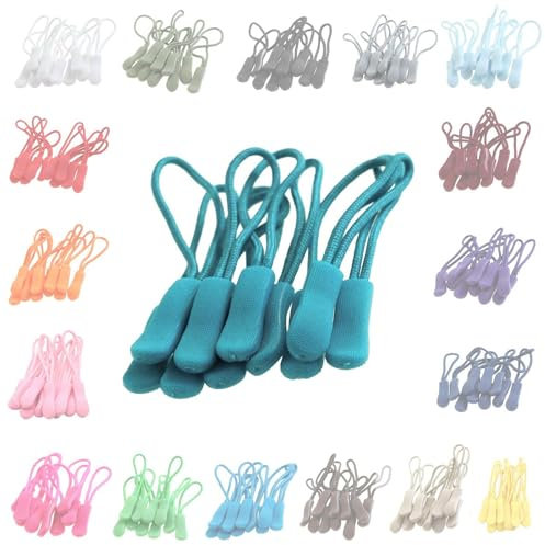10 Zipper-Schlaufen 70 Farben Reißverschluss-Anhänger Reißverschluss-Verlängerung Pull Anhänger, Farbe:pastellblau