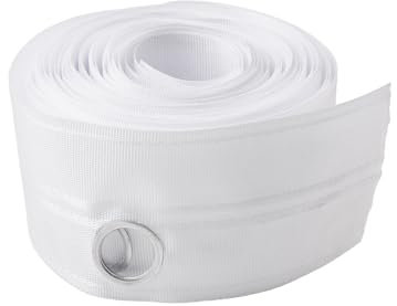 INCREWAY Cinta de cortina de polipropileno blanco, 10 m, decoración rústica, cortinas onduladas, desmontables, opacas, 22 mm de diámetro, 73 mm de ancho