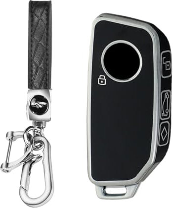 MEDZUK Coque Clé Compatible avec BMW iX2 U10 2023-2025 2026 Coque de Protection pour clé de Voiture TPU, Accessoire Étui pour Clés avec Porte-clés (Noir Argent)