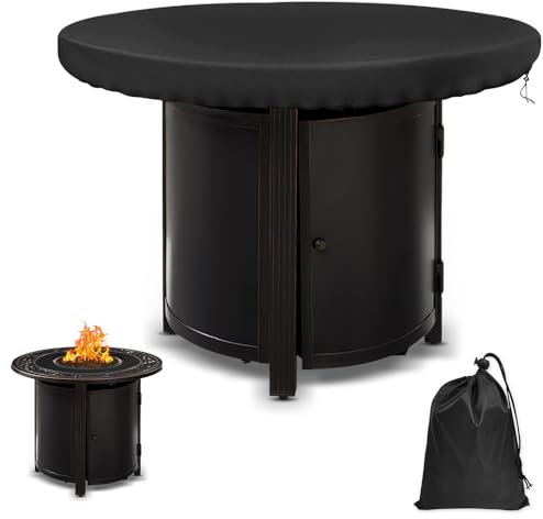 HIULLEN Housse de Protection pour Plaque de Feu, Diamètre 100 Cm 420d Housse de Protection Ronde, Étanche Anti-UV pour Brasero de Terrasse pour Plaque de Feu Et Plaque de Barbecue Noir