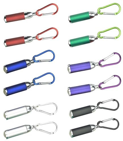 BNGXR 12 Stück Mini LED Taschenlampe,Taschenlampe mit Schlüsselanhänger Tragbar Aluminiumlegierung Kinder Taschenlampe Taschenlampe für Outdoor Camping Radfahren