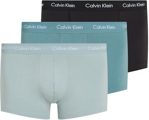 Calvin Klein Uomo Pantaloncini Boxer Vita Bassa Confezione da 3 Intimo, Blu (Black, Shade, Slate Turquoise), XL