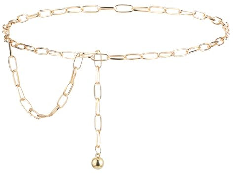 Molain Kettengürtel Damen, Verstellbare Taillenkette aus Metall, Körper Glieder Gürtel für Jeanskleider (Gold)