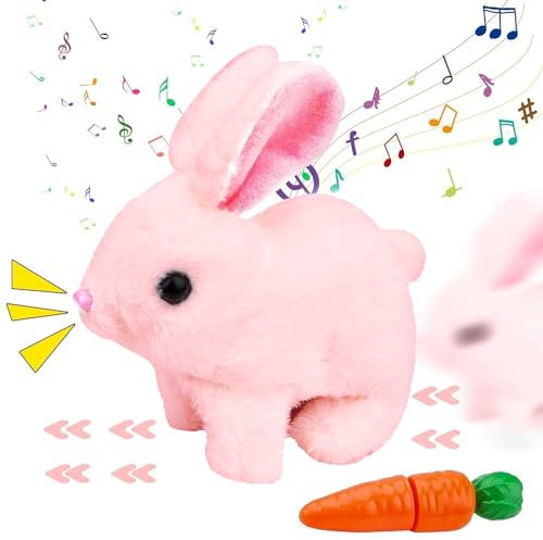 Pipihome Interaktives Kaninchen Spielzeug, Ostergeschenke Kinder Bunny Mein Realistisches Kaninchen, Hüpfendes Hasen Plüschhase Elektronische Haustiere, Osterkörbchenfüller Geburtstagsgeschenk