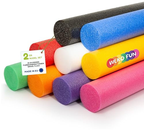 WeKo FUN Schwimmnudel für Kinder & Erwachsene 160cm - Lange Poolnudel 2er Set - Farben Schwarz - Grün - Schwimmhilfe für Pool, Strand & Wasserspiele - Wasserspielzeug - Wassernudel - Water Noodle