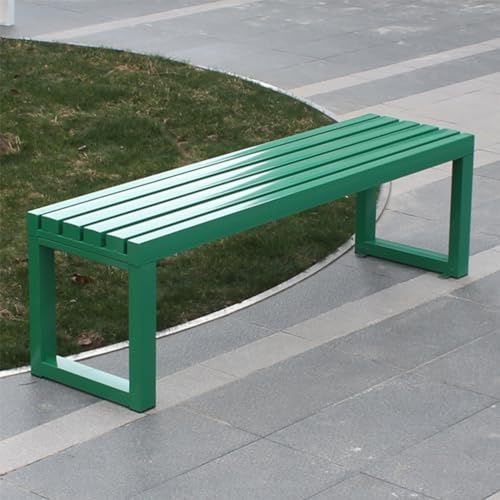 Gartenbank Holz Wetterfest Gartenbank Metall Modern Parkbank Bank Gartenmöbel für Balkon Terrasse Garten Ohne Rückenlehne Oder Armlehnen (Color : Green, Size : 100cm)