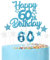 Blue 60th Birthday Candles Cake Toppers Set, Blue Number Candles 60 Candle for Cake, Blue Silver Cake Decorations, Blue Happy Birthday Cake Toppers for Girls Boys Women Men Birthday Party Decorations