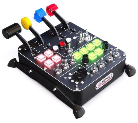 VIRPIL Controls - Universal Control Panel #3 (Button-Box für Flugsimulation, 4 Achsenhebel, RGB-Tasten, Schalter-Panel, PC)