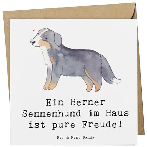 Mr. & Mrs. Panda Grußkarte Berner Sennenhund Freude - Geschenk, Hunderasse, Schweizer, Klappkarte, liebevoller Hund, anlasskarte, sanftmütiger, flauschiger, Hunderassen, Glückwunschkarte, faltkarte