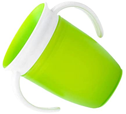 Fdit Silicone Baby Drinking Cup with 360° Drinking Edge, Small Handle and No Leakage Design, Convenient Water Training Bottle for Infants (Grass Green)