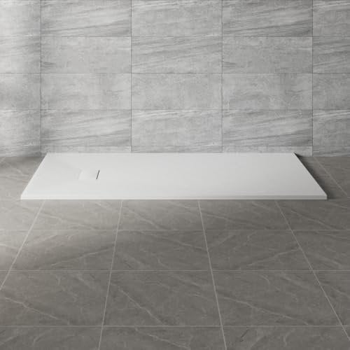 NRG 1700x900mm White SMC Rectangle Shower Tray Slip-Resistance Bathroom Shower Enclosure Base Tray