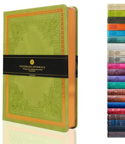 VICTORIA'S JOURNALS Leatherette Vintage Journal Hard Cover Lined Notebook Old Looking Travel Diary, A5 Size 5.7'' x 8.1''