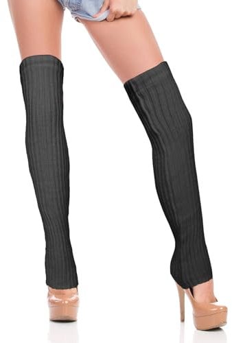 GOZINA Langer Stulpen für Damen - Leg Warmers, Overknees Strümpfe, Winterliche Wärme Beinstulpen zum Radfahren, Ballett, Fußball (Schwarz)