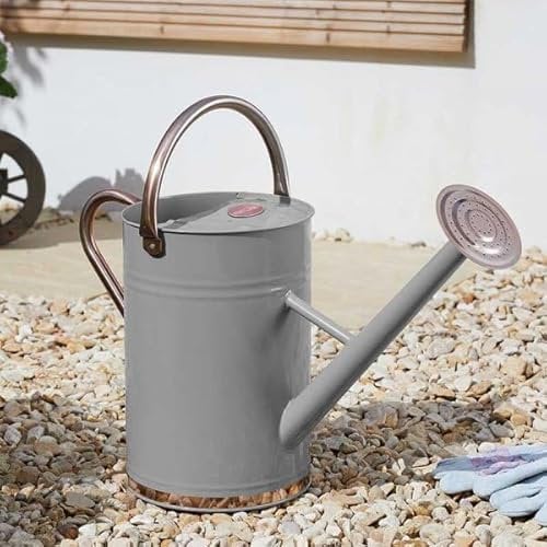 Garden Mile 9L Steel Plant Watering Can Outdoor All Year Round Plant Waterer Made From Galvanised Steel Metal Watering Cans For The Garden With Handle And Detachable Rose Rust-resistant