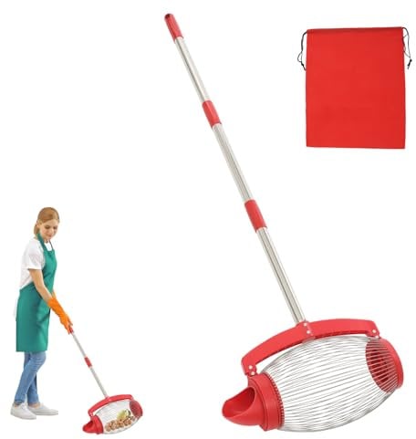 DHQCQL Walnuss Sammler, Nusssammler mit Aufbewahrungstasche, 15L Effektiver Rollsammler für Nüsse, Sammler Harvester mit Teleskopschaft für Outdoor, Golfbälle, Tennisbälle