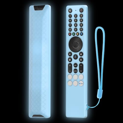Custodia protettiva in silicone per TCL RC833A, custodia morbida per telecomando RC833A, protezione antiscivolo per bastone TV con cordino (blu luminoso)