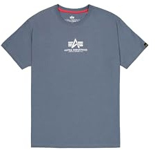 Alpha Industries Herren Basic Mid Logo T-Shirt, Denim Blue, S