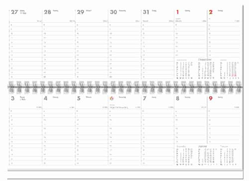 2026 Adina Tischquerkalender 1W/2S Kartondeckel Schreibtischkalender Tischkalender 30x10cm