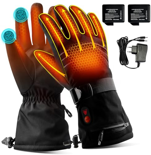 ABXMAS Beheizbare Handschuhe Herren, Beheizte Handschuhe für Unisex Wiederaufladbar Wasserdicht mit 7,4V, 6400mAh Batterien, Handwärmer für Motorradfahren Skifahren im Winter, M